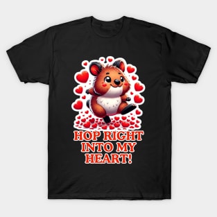 Cuddly Quokka Love: Heartwarming Hops T-Shirt